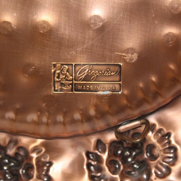 Gregorian solid copper plate hammered hanging Made in USA flowers pattern 13" - Picture 5 of 9